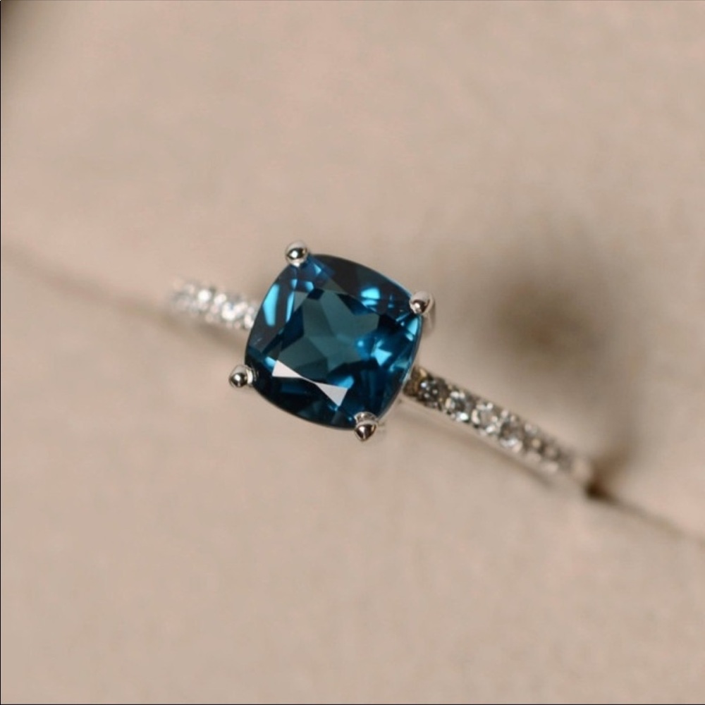 STERLING SILVER PEACOCK BLUE - Picture 2 of 8